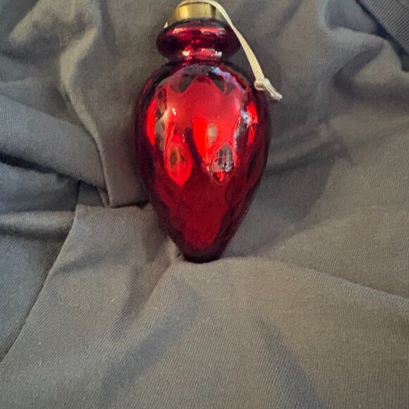 3 Different-Shaped Vintage Heavy Red Mercury Glass Kugel Ornaments, Germany - Picture 2 of 4